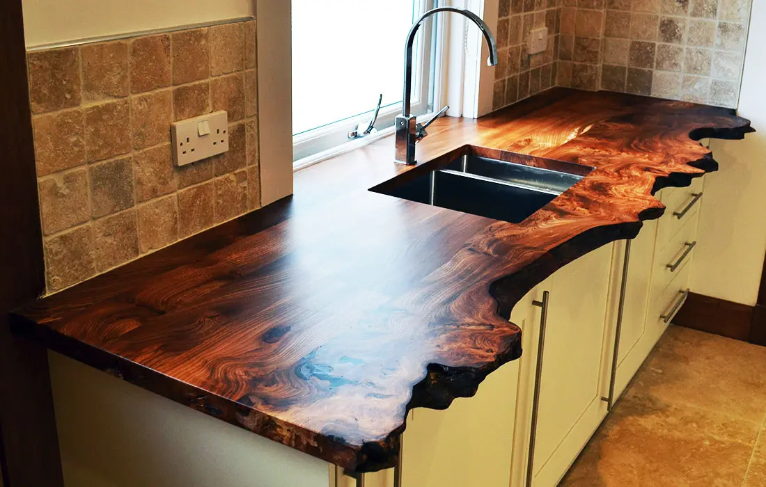 hand crafted wooden kitchen worktop